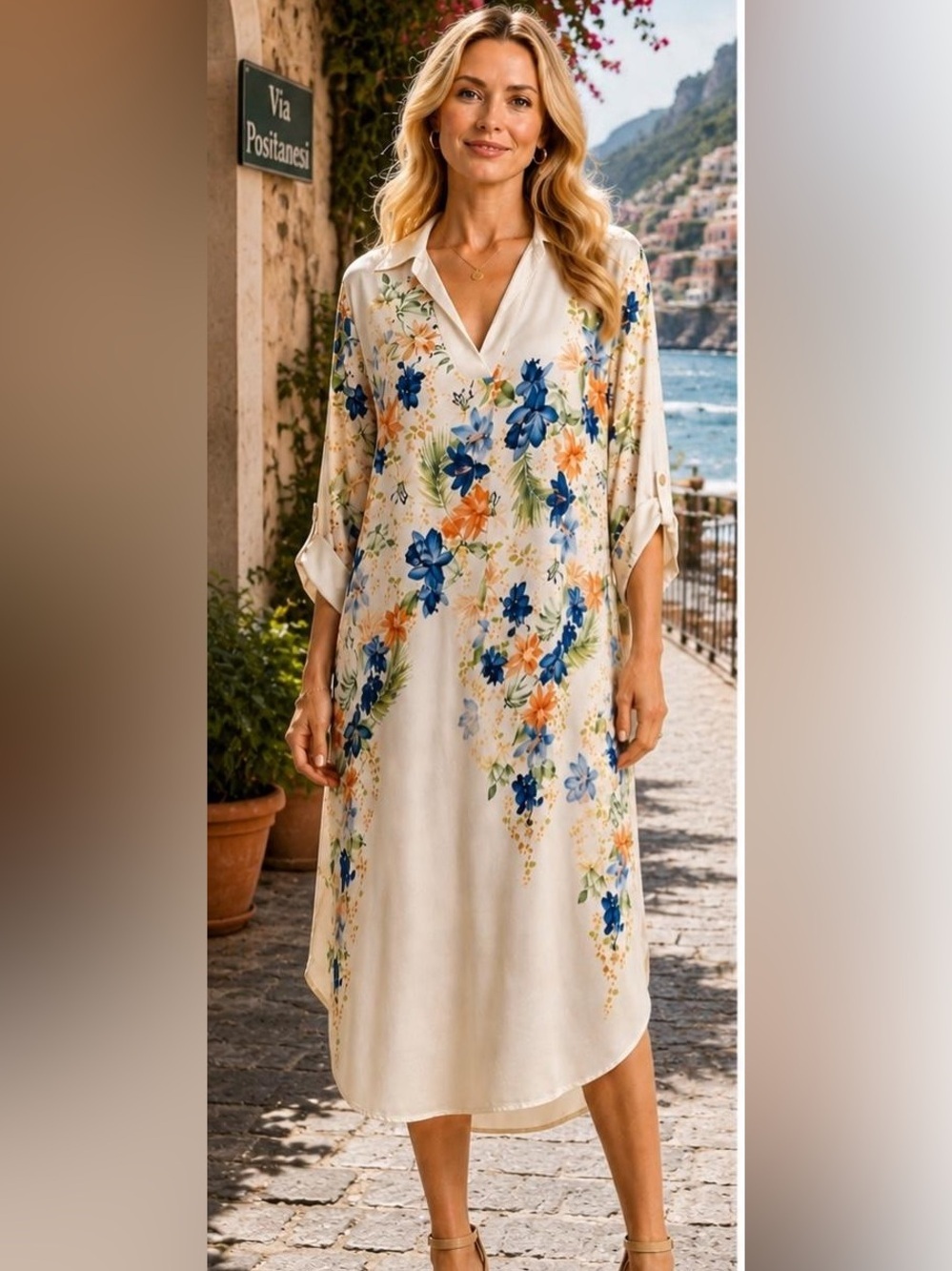 LOLA MADE IN ITALY - Gorgeous Satin Floral Dress
